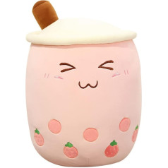 Boba Tea Plush Toys Pearl Milk Tea Bubble Plush Pillow Cute Bubble Tea Cup Shaped Pillow with Straw, Home Soft Pillow Children Gift (Medium, Pink)