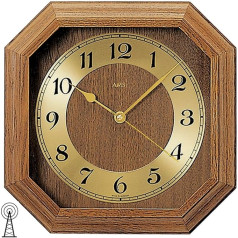 Radio-Controlled Wall Clock Square Wood Rustic Gold 26 x 26 cm AMS