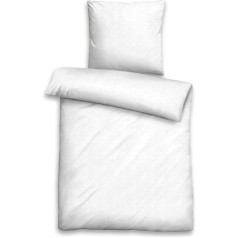 biberna 0676066 Bed Linen Set with Pillowcase GOTS Jacqaurd Satin 1 x 155 x 220 cm and 1 x 80 x 80 cm White