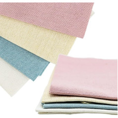 4 Pieces Needlework Fabric, Natural Nitrogen, Linen Fabric, Cross Stitch Fabric, Nitrogen for Clothing, Craft, Needle Embroidery and DIY Decoration, 4 Colors, 50 x 50 cm