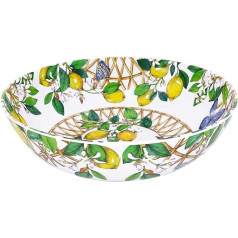 Les Jardins de la Comtesse - Large Melamine Salad Bowl - Capri - 4 L / Diameter 31 cm - Yellow Lemons - Crockery Service Quasi-Unbreakable MelARTmine