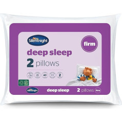 Silentnight Deep Sleep Firm Pillows 2 Pack - Firm Support Pillows for Side Sleepers with Fibre Core for Firm Support Comfortable Bed Pillow - Supportive and Hypoallergenic - 2 Pack - Standard Size