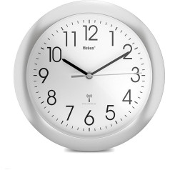 Mebus 52451 Radio-Controlled Wall Clock, Silver, Colourful, 25 cm