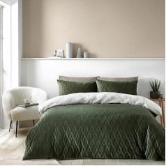 Catherine Lansfield Cuddly Soft Christmas Tree Duvet Cover Set with Pillow Cases Super King Green