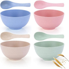 Cereal Bowls, Large Unbreakable Set of 4 Spoons, Plastic, Eco-Friendly, Lightweight and Durable, Microwave and Dishwasher Safe, for Adults, Dessert, 4 Pieces Snack (1 Piece) 2 x 6 cm
