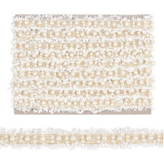 BENECREAT Spitzenborte mit Perlen, 4,5 m lang, 3,8 cm Band, Verzierungen, Spitzenband für Kostüm, DIY, Basteln, Nähen, Hochzeitskleid (weiß)