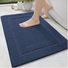 DEXI Bath Mat Non-Slip Washable Bathroom Rug Microfibre Bath Mat Soft Bath Mat Absorbent Shower Mat for Shower, Bathtub, Toilet - 60 x 90 cm, Blue