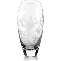 DIAMANTE BUD VASE BUD BUD VASE BUD VASE - Small Hand Etched Crystal Vase with Butterfly Wildlife Floral Design 18cm Gift Boxed