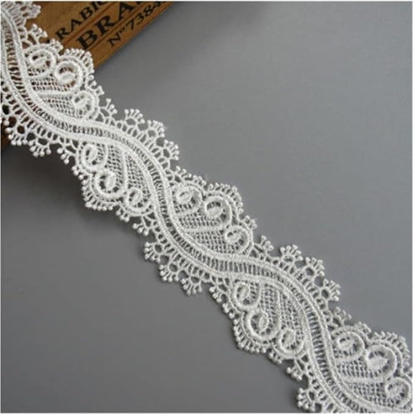 Verzierungen for Kleidung, Bandbesätze for Nähen, 2 Meter Polyester-Spitzenkantenband 4 cm(White)