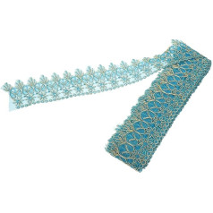 BEBEMOKO 1 x Embroidery Lace Applique Embellishments Lace Fabric Wedding Curtains Dress Decoration Lace Ribbon Applique Sequins Sewing Coloured Fabric Sewing Lace Trim Blue
