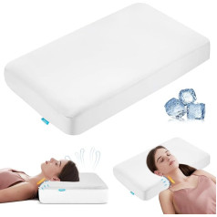 JIREST Neck Support Pillow for Neck and Shoulder, Memory Foam Sleeping Pillow for Neck, Ergonomic Head Neck Support Pillow for Side, Back, Stomach Sleepers with Washable Pillow Case, White