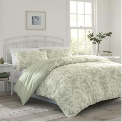 Laura Ashley Home - Double Duvet Cover Set, Reversible Cotton Bedding Set with Matching Pillowcase, Lightweight Home Decor for All Seasons (Natalie Sage, Twin)