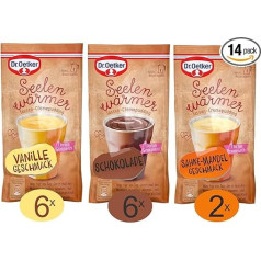 Dr. Oetker Soul Warmer - Pack of 14 Cream Cup Pudding in Delicious Flavours Chocolate, Vanilla Flavour and Cream Almond Flavour