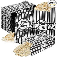 GBACHOOSE Pack of 300 Popcorn Bags, Small Popcorn Bags, 9 x 6 x 21 cm Popcorn Bags, Popcorn Container for Film Nights, Carnival Theme Party, Birthday