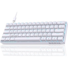 Dierya DK61se Gaming Keyboard, 60% Percent Mechanical Keyboard with Blue Clicky Switch, Ultra Compact Mini 61 Keys Anti-Ghosting, Type C Data Cable, US Layout for PC, Windows, Gamer Typist, White