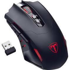 RisoPhy Wireless Gaming Mouse, 7 Programmable Buttons, 2.4 GHz / Bluetooth Gamer Mouse with 5 Adjustable DPI (800-8000) RGB Lighting, Ergonomic Wireless Gaming Mouse