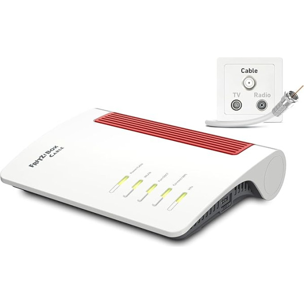 AVM FRITZ!Box 6670 Cable | Router for one cable connection (DOCSIS 3.1 cable modem, 2x2 Wi-Fi 7 with 2,880 Mbps (5 GHz) and 688 Mbps (2.4 GHz), Zigbee integration 1 x 2.5 Gigabit LAN port)