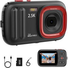 Digital Camera 48MP Digital Camera 2.5K with 32GB SD Card, Supports 16x Digital Zoom for Children Aged 4 to 15 Years, Photography Beginners, Teenagers Students (Black)