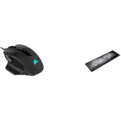 Corsair Nightsword RGB Adjustable Performance FPS/MOBA Optical Gaming Mouse (18,000DPI Optical Sensor) Black & MM300 Non-Fringe Fabric Surface Size XL Gaming Mouse Pad
