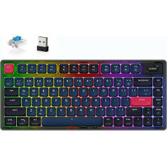 ATTACK SHARK AK832 PRO Mechanical Keyboard, 75% Ultra-Thin Wireless TKL RGB Gaming Keyboard Seal with LED Screen, BT5.1/2.4G/Wired, 81 Keys Blue Switch, Spiral Cable, USB C Cable for Mac/Win