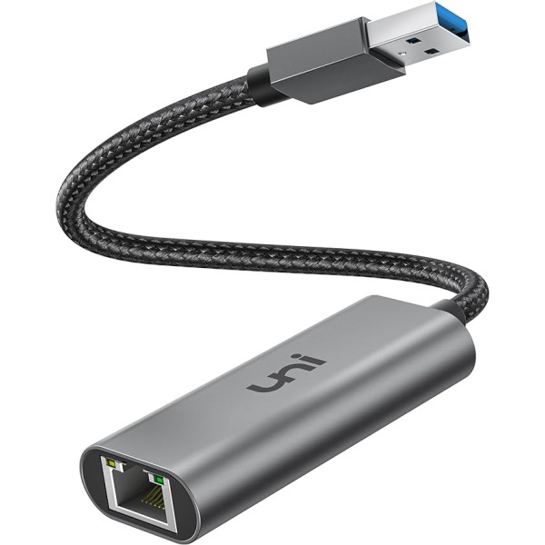 uni USB Ethernet Adapter 2.5G, USB 3.0 to LAN Adapter 2500Mbps, Driver-free RJ45 LAN Network Adapter for iMac Pro, Dell XPS, Chromebook, Laptops, PC under macOS, Windows XP/10/8.1/8/7, Linux