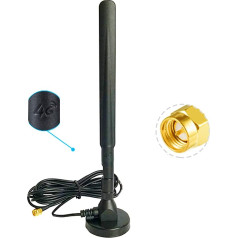 Vecys 4G LTE Antenna SMA Plug Adapter 15DBi GSM / 3G / 4G Omnidirectional Outdoor Indoor 4G Antenna 3M RG174 Cable Magnetic Base Compatible with 4G LTE Router Huawei 4G B593S-B310 B315S