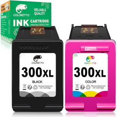 COLORETTO Remanufactured Ink Cartridge Replacement for HP 300XL 300 XL for use with PhotoSmart C4600 C4680 C4780 Deskjet D2560 D5560 F2420 Envy 100 110 114 (1 Black, 1 Colour)