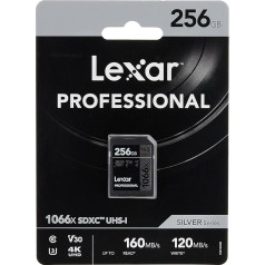 256GB Lexar Professional 1066x SDXC UHS-I Cards, up to 160MB/s Read 120MB/s Write C10 V30 U3, LSD1066256G-BNNNG