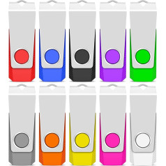 TEWENE USB-Stick, 8 GB, 10 Stück, USB 2.0, mehrfarbig, USB-Stick, 8 GB, Mini-USB-Stick für Speicherung und Datensicherung