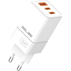 65w 2xusb-c+usb-a sisa lādētājs bez kabeļa balts