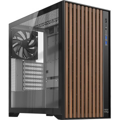 NEWWAY - 2024 New - NW1 Wooden PC Case - Middle Tower Compatible with ATX/Micro-ATX/ITX - Type C USB - Fan Includes 3 x 140mm PWM - Tempered Glass Side Panel (Black)