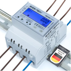 Three-phase meter [DS100-00B-R - MID 24] digital 3-phase two-direction electricity meter for DIN rail (4TE) with LCD, RS485 Modbus RTU and 2x S0 pulse, MID calibrated, 100A direct, feed meter/watt