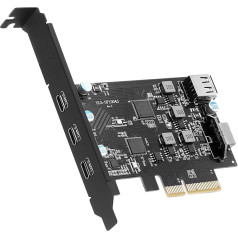 USB C PCIe Expansion Card 5 Ports PCIe 4X to USB 3.2 Gen2 10 Gbps with 3 USB C & 2 Internal Ports (1x USB A, 1x USB Type E A Key 20 Pin) PCI-E to USB Express Card for Desktop PC