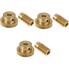 Hohopeti Pack of 6 40 Turbine Shaft Worm Gear Worm Shaft Spline Shaft Motor Mechanical Worm Gear Worm Reducer Driving Gear Cage Small Module Worm Wheel Copper Golden