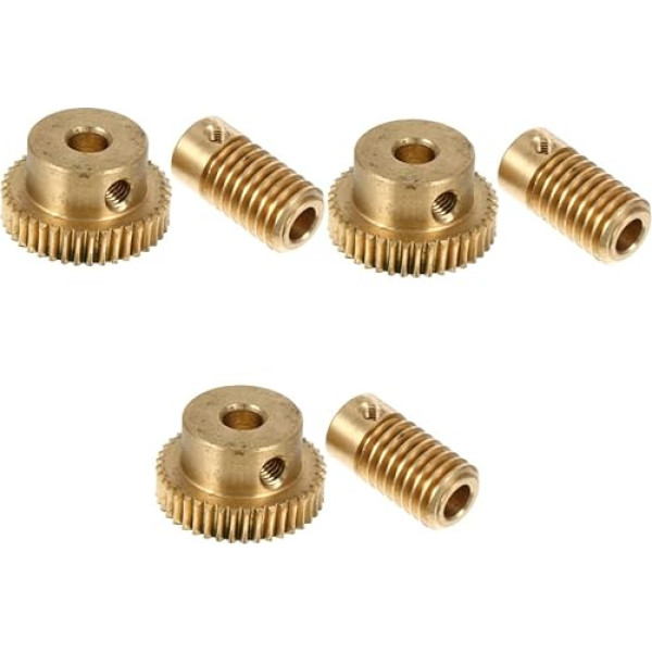 Hohopeti Pack of 6 40 Turbine Shaft Worm Gear Worm Shaft Spline Shaft Motor Mechanical Worm Gear Worm Reducer Driving Gear Cage Small Module Worm Wheel Copper Golden