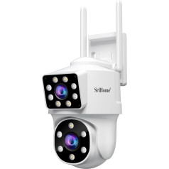 SRIHOME 2 x 2MP Outdoor Security Cameras 2.4GHz Bullet PTZ Dual Lens Human Detection Night Vision Color Bi-directional Audio Local SD Storage IP66