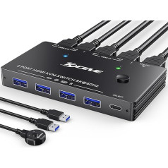 8K USB 3.0 KVM Switch HDMI 8K @ 60Hz 4K @ 120Hz, MLEEDA HDMI 2.1 KVM Switches for 2 PC Share 1 Monitor and Keyboard Mouse Printer, HDCP 2.3, HDR 10, with Cable Remote Control and 2 USB 3.0 Cables