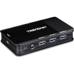 TRENDnet TK-U404 4-Port USB 3.1 Sharing Switch, 4 x USB 3.1 for Computer, 4 x USB 3.1 for Devices, Windows and Mac Compatible Black
