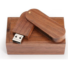 HOZYALE USB Stick Wooden USB 2.0 Flash Drive Data Stick Memory Stick Memory Stick with Wooden Box (64 GB, Rotate Brown)
