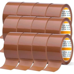m-office Adhesive Tape, Brown Tape, Tape Roll for Cardboard Packaging, Shipping, Moving and Crafts, Safe and Heavy Duty Seal, Tape (Pack of 12, 48mm x 66m)