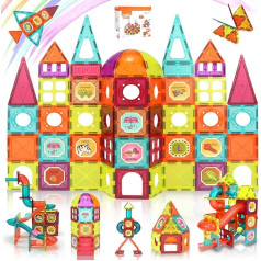 Beeyouk Montessori Magnetic Building Blocks 120 Pieces, Magnetic Building Blocks Toy from 3 Years, Magnetic Building World Game, Children's Toy, Magnetic Game Children's Gift for 3 4 5 6 7 8 Boys