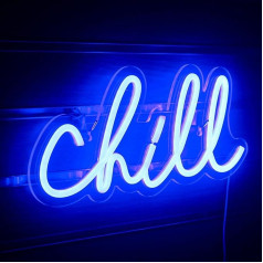 Chill Light Advertisement Blue LED Sign Chill Neon Wall Light Letters Neon Sign for Wall Decoration Neon Light for Bedroom Bar Hotel Playroom