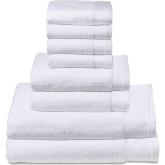 Cottera® Hand Towels Set of 8 in White | Premium Hotel & Spa Quality | 2 Bath Towels 70 x 140 cm, 2 Hand Towels 40 x 70 cm, 4 Face Towels 30 x 30 cm | 100% Finest Cotton 600 g/m² | Made in Portugal,