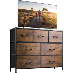 WLIVE Fabric Chest of Drawers with 7 Drawers, Chest of Drawers for Bedroom, Chest of Drawers Living Room with Sturdy Steel Frame, Vintage Brown/Black