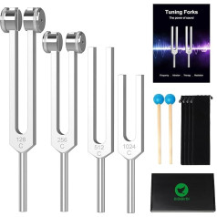 DiDiBirDi Tuning Fork Tuning Forks for Healing 128Hz 256Hz 512Hz 1024Hz 4pcs Aluminum Alloy Medical Healing Chakra Set Suitable for Sound Therapy, Yoga and