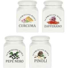 La Porcellana Bianca White Porcelain Condiment Set, 4 Pieces, Conserva Collection