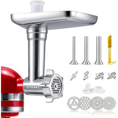 Stainless Steel Meat Grinder Attachments for KitchenAid Blender, Meat Grinder, Sausage Filler, Perfect Grinding Attachment for KitchenAid Dishwasher Safe (Machine/Blender Not Included)