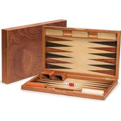 Yellow Mountain Imports Rosewood Backgammon Game Set with Wood Inlay - Knoll - with Acrylic Tiles & Wooden Cube Cup, 49 cm Board