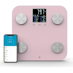 WottoCare - Professional Body Fat Scales | Body Analysis Scales with App | 18 Measurements: Weight, Body Fat, Muscles | BMI Digital Display | Multi-User Capable | Progress Control | Pink