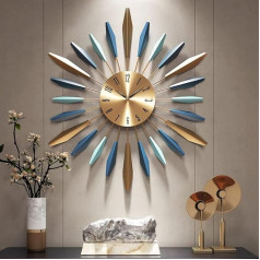 GANDDOBE Large Decorative Metal Wall Clock, Noiseless, Mid-Century Style, Modern, Non-Ticking Clock for Living Room, Bedroom, Dining Room, Office